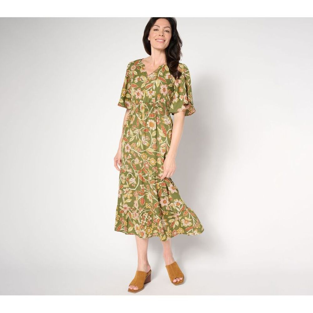 Summersalt Women's Dress Sz XS Floral Dreams Tiered Flutter Multi-colored